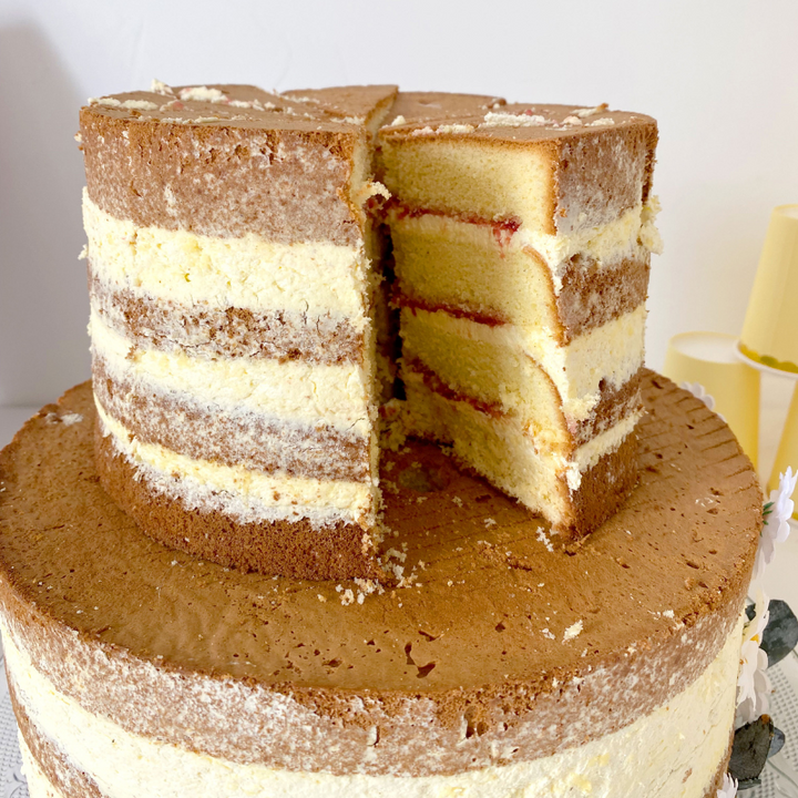 Naked Cake Hochzeitstorte - Vanille/Himbeere