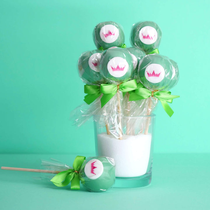 Einfarbige bunte Cake-Pops mit Logo (12 Stück)