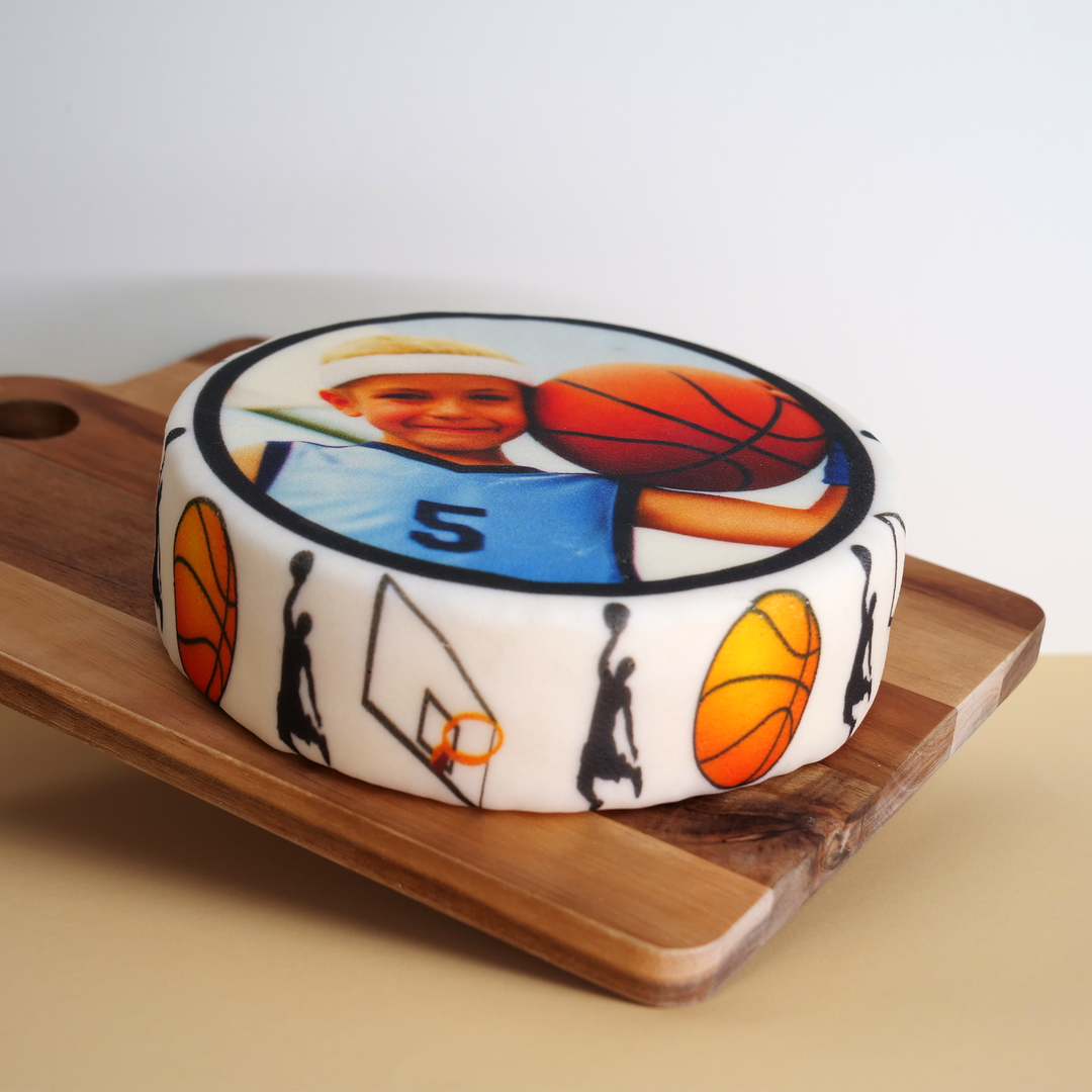 Fototorte mit Basketball-Rahmen, rund