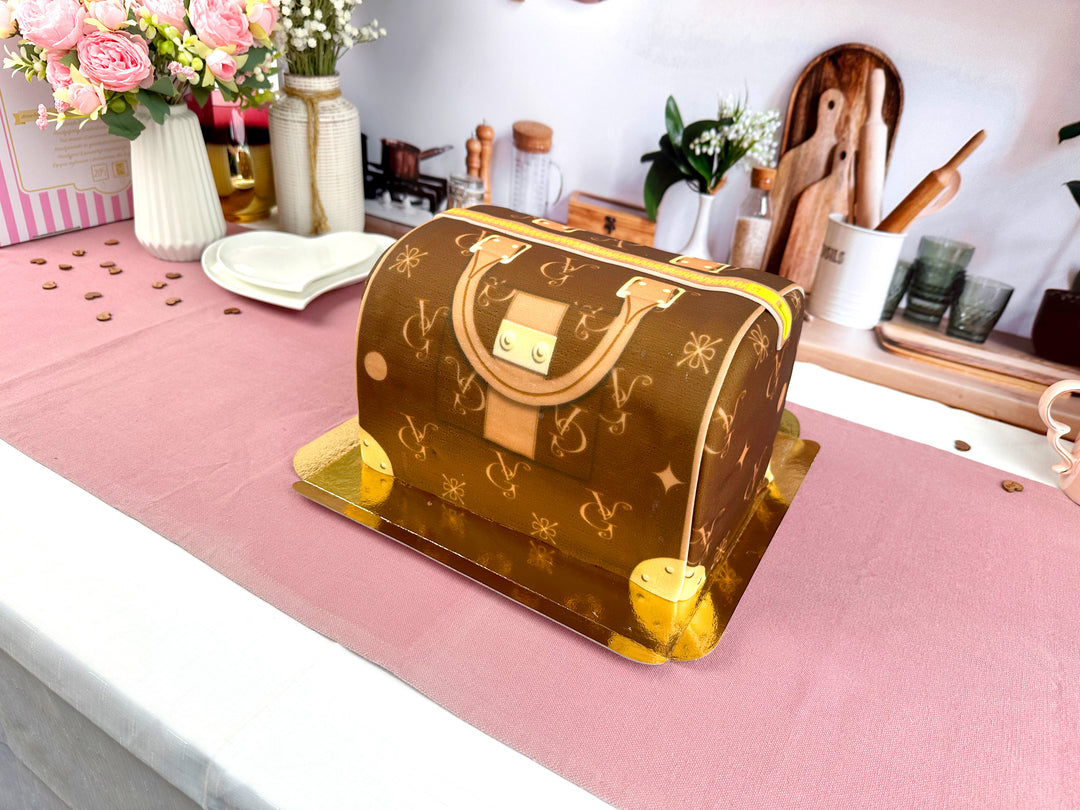 Handtaschen-Torte VG, braun mit beigen Details