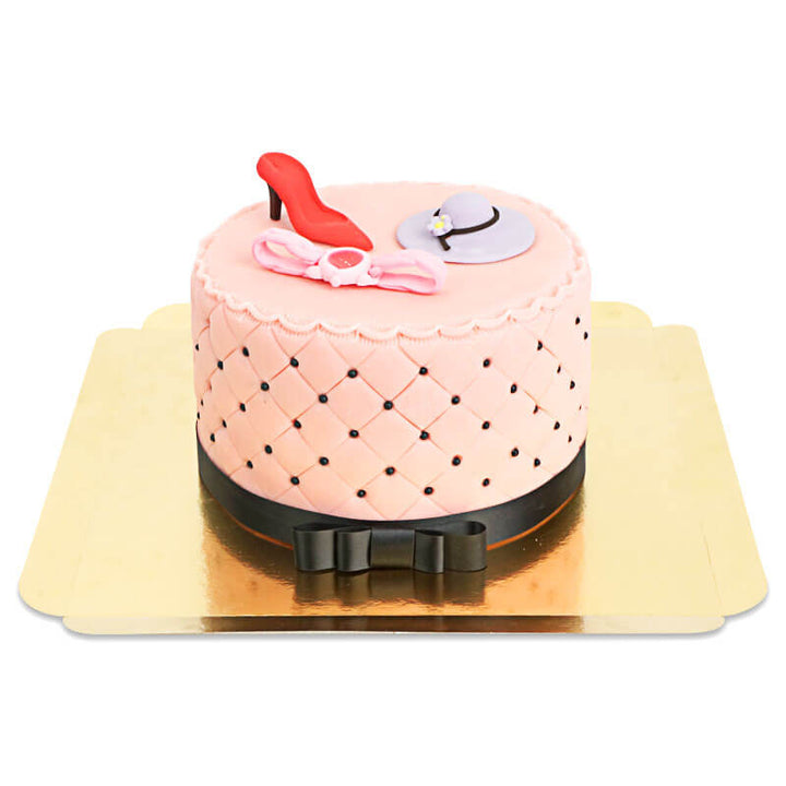 Deluxe Make-Up Torte mit bunter Zuckerdeko und schwarzem Band