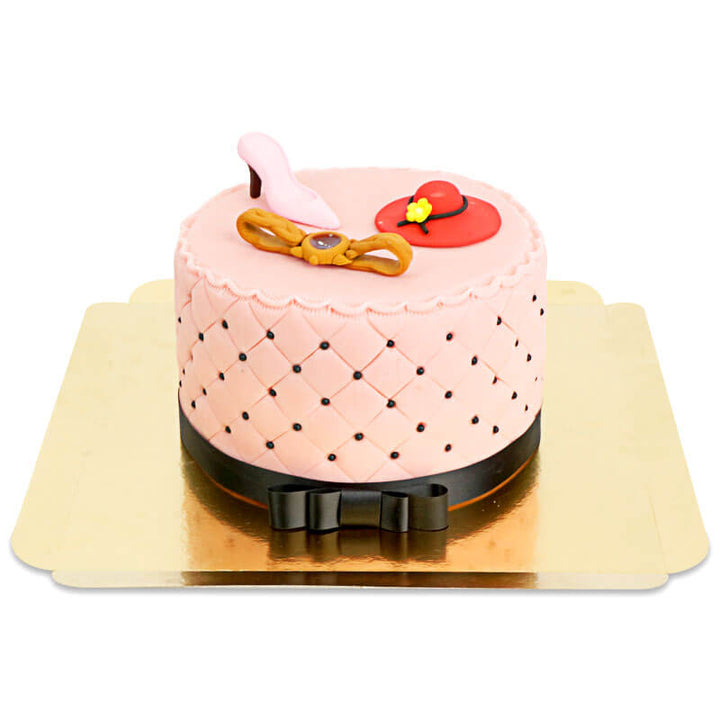 Deluxe Make-Up Torte mit bunter Zuckerdeko und schwarzem Band