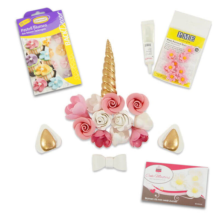 Tortendekoration, Einhorn - Zubehör - großes Set