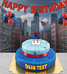 Spider-Man® auf zweistöckiger Spinnennetz-Torte mit Band