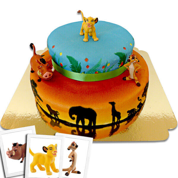 Simba®, Timon &amp; Pumbaa® auf 2-stöckiger Savannen-Torte