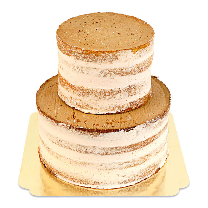 Naked Cake Pfirsisch-Maracuja 2-stöckig mit Keks-Crunch