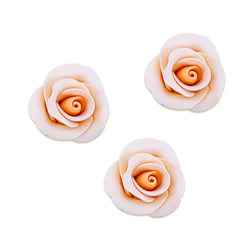 Pfirsichfarbene Zucker-Rose (3 Stück), ca. 28 mm