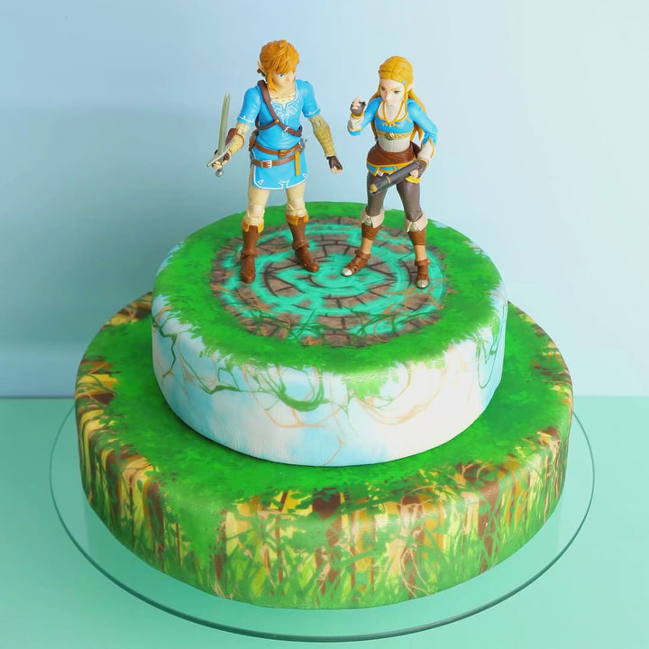 Link® auf zweistöckiger Waldruine-Torte