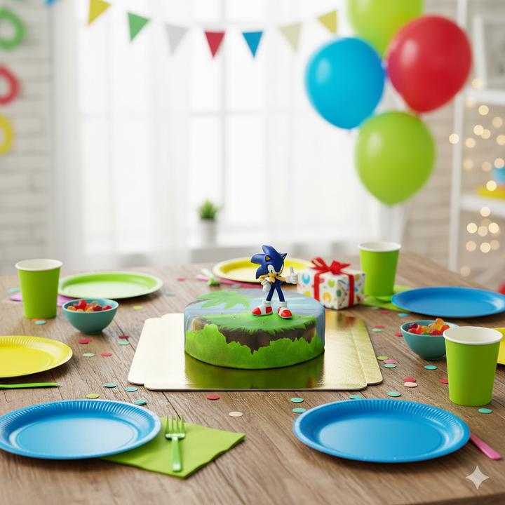 Sonic® Figur auf Insel-Torte