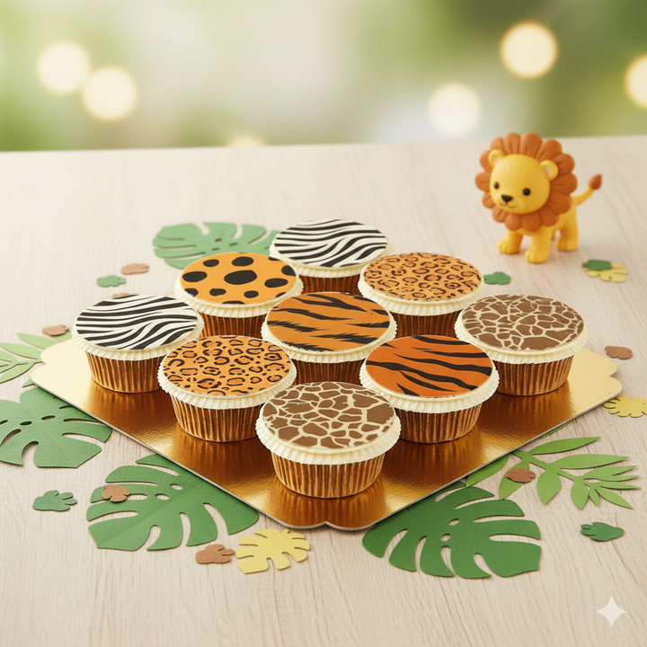 Tiermuster-Cupcakes, 9 Stück