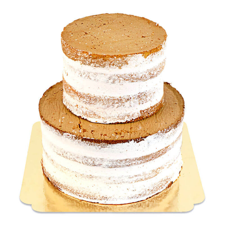 Naked Cake Vanille Hochzeitstorte mit Keks-Crunch
